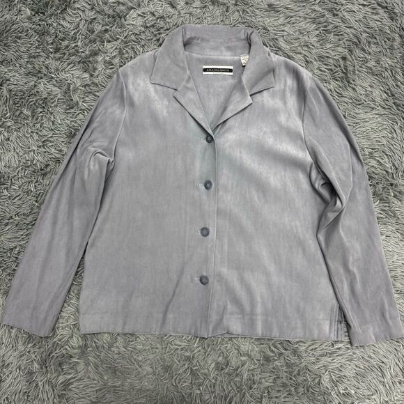 Amanda Smith Grey Button Front Shirt Size 16 - Picture 1 of 6